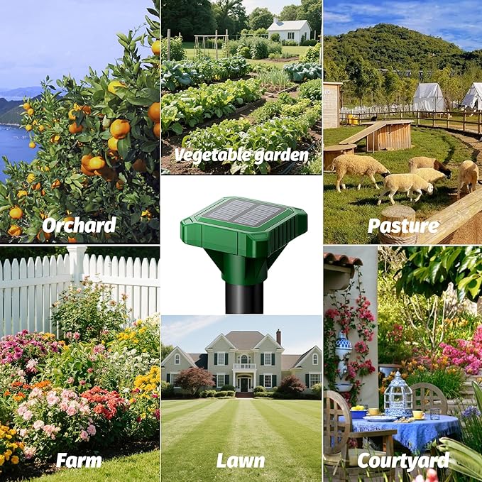 Solar Powered Mole Repeller Gopher Deterrent 8 Pack Outdoor Groundhog Repellent Ultrasonic Snake Armadillo Repeller Waterproof Effective for Yard Lawn Garden