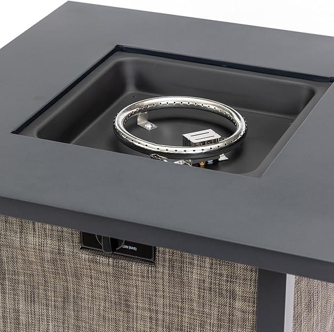 28'' Propane Fire Pit Table, 50,000 BTU Steel Gas FirePit for Outdoor, Fire Table with Lid, Add Warmth & Ambience to Gatherings and Parties On Patio Deck Garden Backyard, Grey.