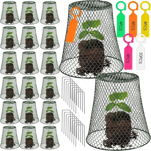 20 Pcs 11inch Chicken Wire Plant Covers,Wire Garden Cloches Chicken Wire Cloche Plant Protector Metal Heavy Duty Garden Plant Cloche for Keeping Bunnies Chicken Squirrels Birds Other Out