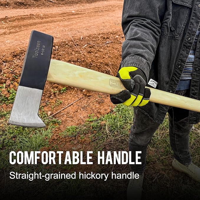 Splitting Maul- Wood Splitter Maul 6 1/2 lbs Head- Heavy Duty Wood Splitter Axe with 36" ergonomics Hickory Handle for Hardwood，Campfires，Firewood(36inch Splitting Maul)