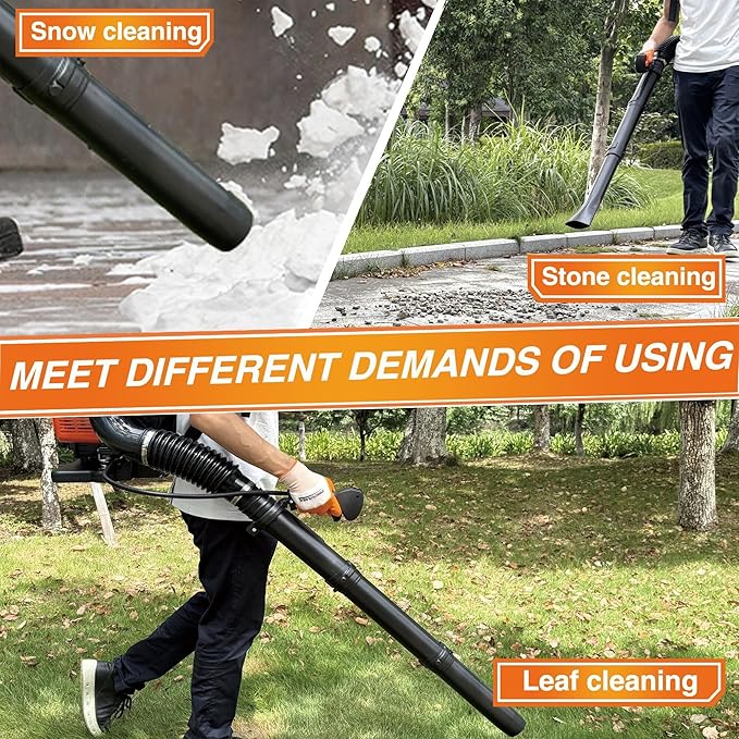 PROYAMA 72CC Gas Backpack Leaf Blower, 2-Cycle 880CFM 275MPH Gas Powered Engine, 2 in 1 Nozzle Low Vibration and Ergonomic Design with Cruise Control for Outdoor GardenYard Cleaning and Snow Removal