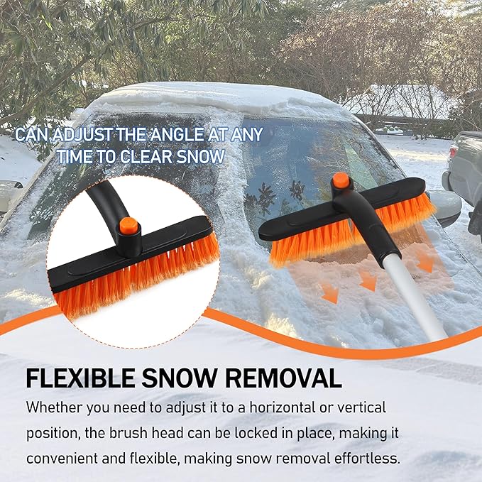 Ice scrapers for car Windshield,Use a with a Foam Grip and a 360 ° Rotating car Snow Brush and ice Scraper,Rotating Brush Head Removable Snow Brush for car New car Accessories 1 Set