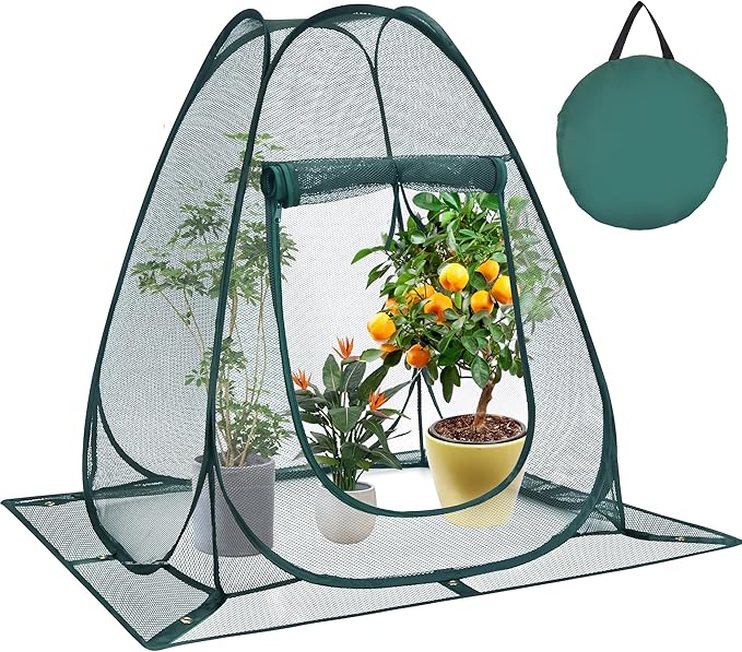 Pop up Garden Netting Cover Plant Guard Cover with Stakes Bird Plant Tent Protector for Vegetables Fruits Flowers (1, 28 * 28 * 32 inch)