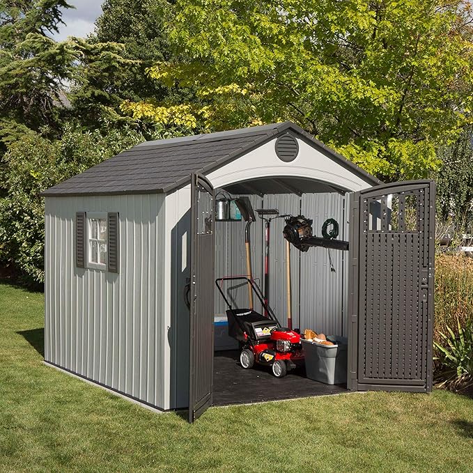 Lifetime 60202 8 x 10 Ft. Outdoor Storage Shed, Gray