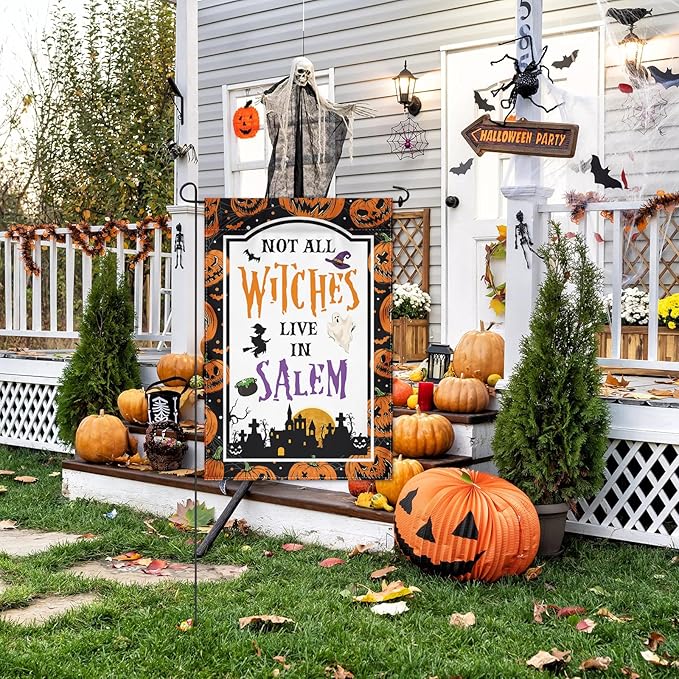 Halloween Decoration Pumpkin Welcome Garden Flag 12x18 Double-Sided Halloween Party Welcome Festival Garden Porch Terrace Lawn Courtyard Decoration Flag