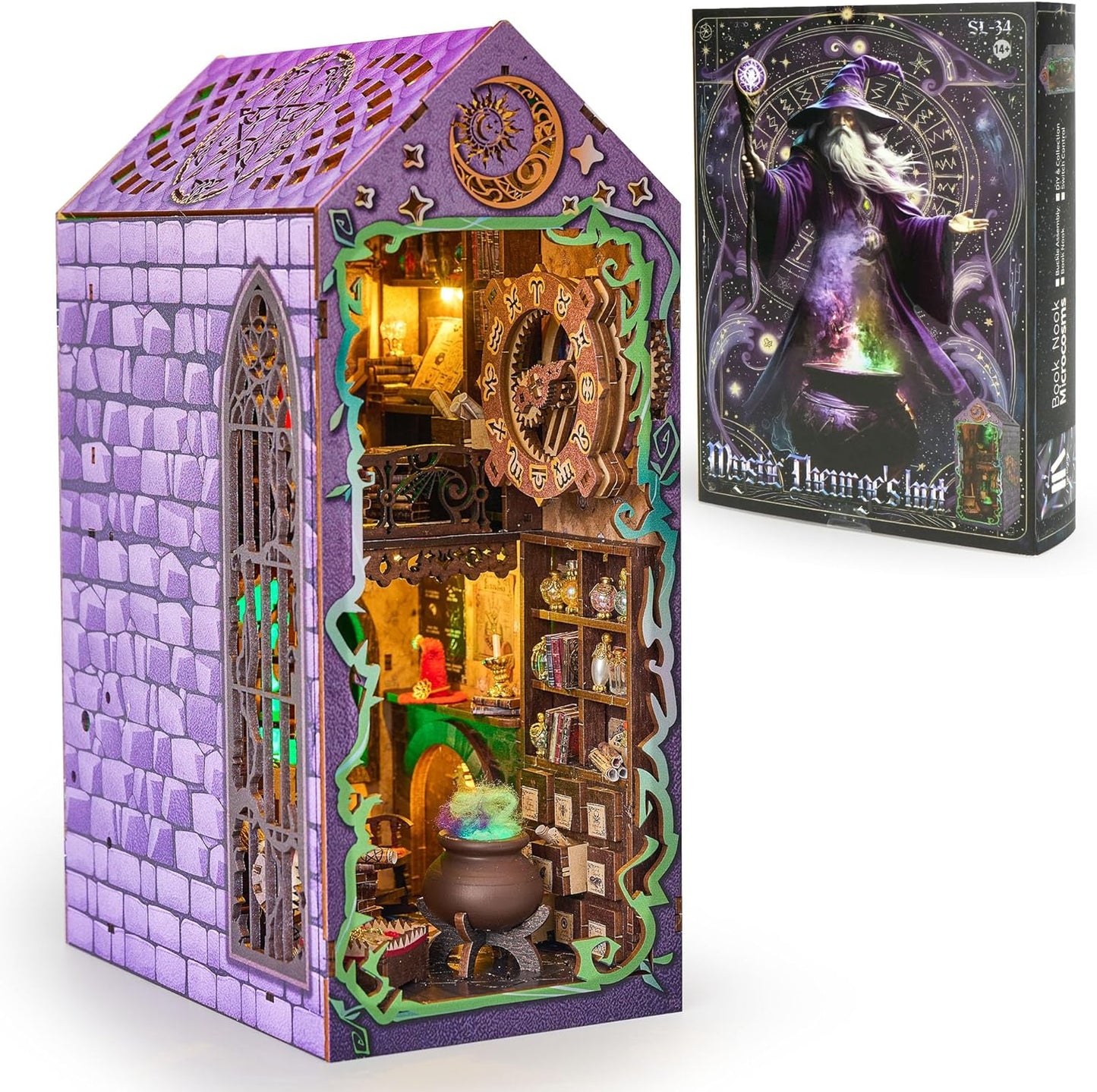 Book Nook Kit for Halloween Decorations, DIY Miniature House Kit, 3D Puzzle Halloween Decor for Adults and Teens, Dollhouse Booknook to Build Sacry Home Décor