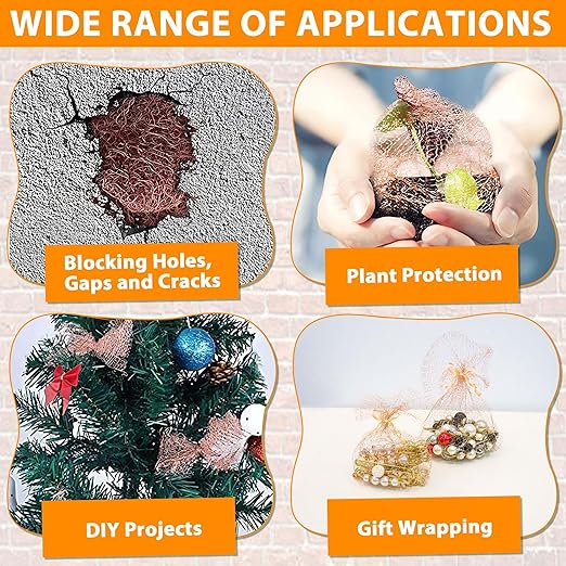 Copper Mesh Roll, 5in x 50 ft Copper Mesh Barrier for Blocking Holes,Gaps,Cracks,Seals Water Openings in Gardens & Houses