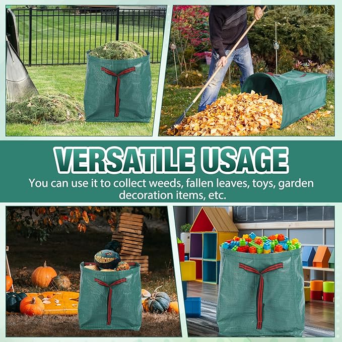 WILLBOND 3 Pcs Yard Waste Bags Large Yard Dustpan Type Garden Bag for Collecting Leaves Reusable Heavy Duty Lawn and Leaf Bag for Parties Laundry, Camping (40, 53, 72 Gallon)