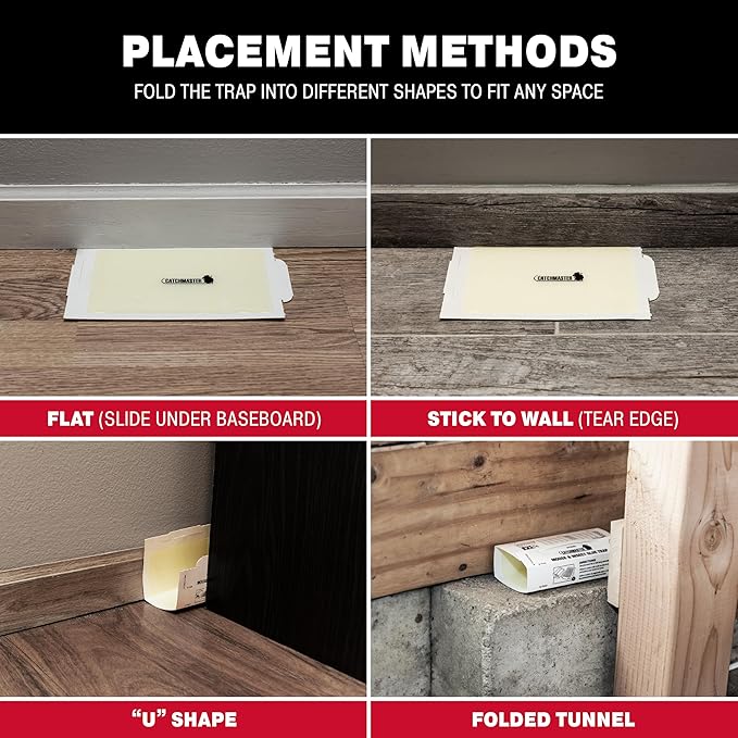 Catchmaster Mouse & Insect Super Glue Traps 30PK, Mouse Traps Indoor for Home, Extra Strength Sticky Pest Control Adhesive Tray for Catching Bugs, Rats & Rodents, Non Toxic Bulk Pre-Baited Glue Boards