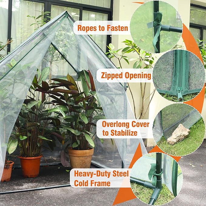 Gardzen Mini Greenhouse with Mesh Cover, Portable Outdoor Greenhouse, Enhanced Ventilation, Ideal for Spring, Summer & Fall 36.2"(L) x53.3(W) x66.1(H)