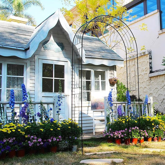 Garden Arch, 94.5" High x 47.2" Wide, Garden Arbor for Various Climbing Plant, Iron Archway Decorative for Outdoor Garden Lawn Backyard Decor Black