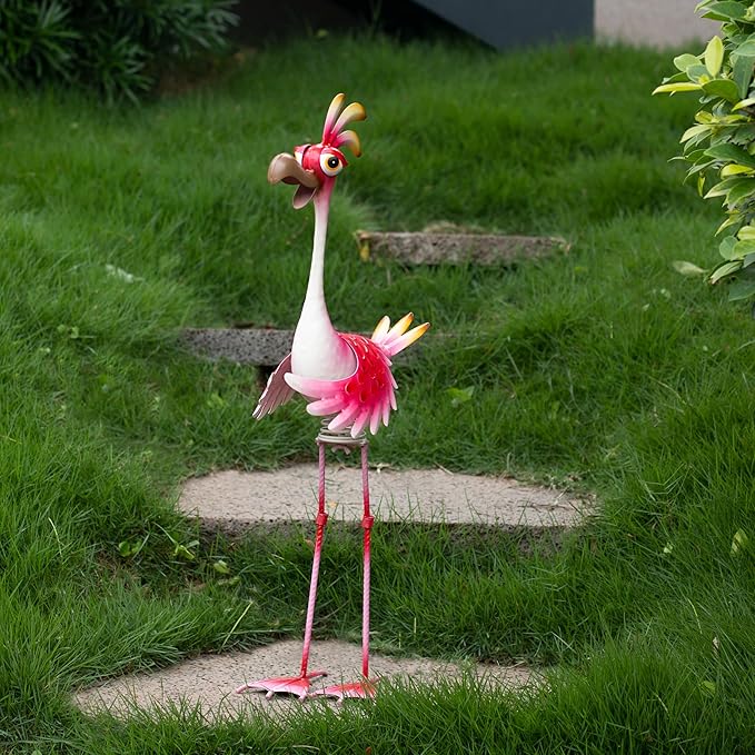 Natelf Flamingo Metal Yard Art Garden Sculpture Flamingo Outdoor Decorations Large Garden Statues for Yard Patio, Porch, Home for Women, Mom, Grandma