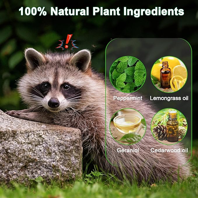 24 Pack Skunk Repellent for Outdoor - Raccoon Repellent Outdoor, Keep Skunks Raccoons Squirrels Away from Garden,Yard, Farm, Rodent Deterrent, Natural Ingredients Family & Pet Safe