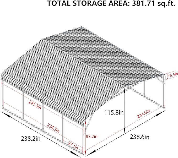 VEIKOU 20'x20' Carport, Heavy Duty Metal Carport with Alloy Steel Roof, Car Port Shelter with Innovative Assembly Structure Metal Car Port Kits for Car, Boat, Truck