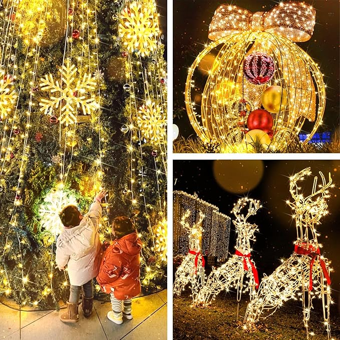 suddus 200 Led Connectable Christmas Lights Outdoor Waterproof, 66ft Fairy Lights Plug in with Remote, Warm White Christmas Tree Light Indoor for Xmas Holiday, Party, Porch, Patio, Garden Decor