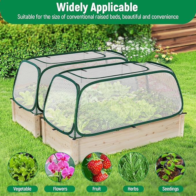 Raised Garden Bed Cover - Plant Covers Against Pests & Animals, Garden Row Plants Cover Accelerator with Mesh, Freeze Protection Humidity Domes for Seedlings Plants - XS