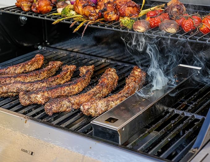 Monument Grills Larger 4-Burner Propane Gas Grills Stainless Steel Cabinet Style with Infrared Side Sear Burners & Side Burners with Smoke Box(2 items)