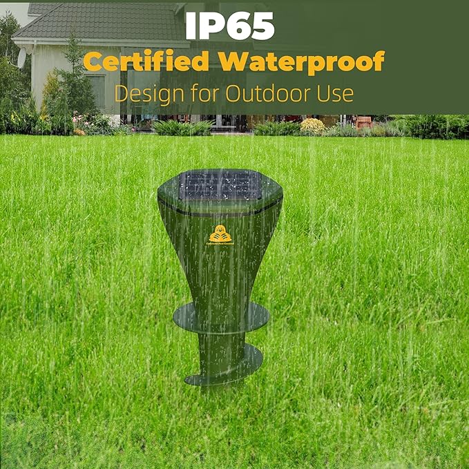Mole Repellent for Lawns Gopher Screw Repeller Solar Powered Outdoor Groundhog Deterrent Vibration Stakes - Quiet Get Rid of Snake Vole Armadillo - No Poison Kill Traps (Green 8pack)