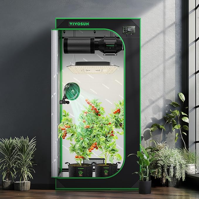 VIVOSUN S276 32"x32"x63" Grow Tent, High Reflective Mylar with Observation Window and Floor Tray for Hydroponics Indoor Plant for VS1500