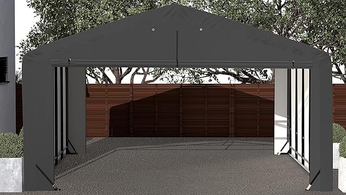 ShelterLogic ShelterTube Garage & Storage Shelter, 20' x 23' x 12' Heavy-Duty Steel Frame Wind and Snow-Load Rated Enclosure, Gray