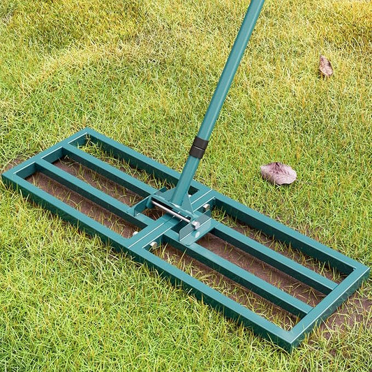 Lawn Leveling Rake Heavy Duty Stainless Steel Lawn Leveling Tool 30”x10” with 78” Adjustable Long Handle Leveling Rake for Soil,Ground,Backyard,Golf Field,Garden Tools Grass Seed Landscaping