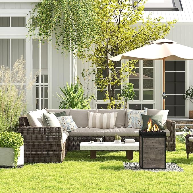 Afterglow TerraFab 28" Round 30,000 BTU Propane Fire Bowl Fire Pit for Outdoor Patio Garden Backyard Decking Decor CSA Certificated