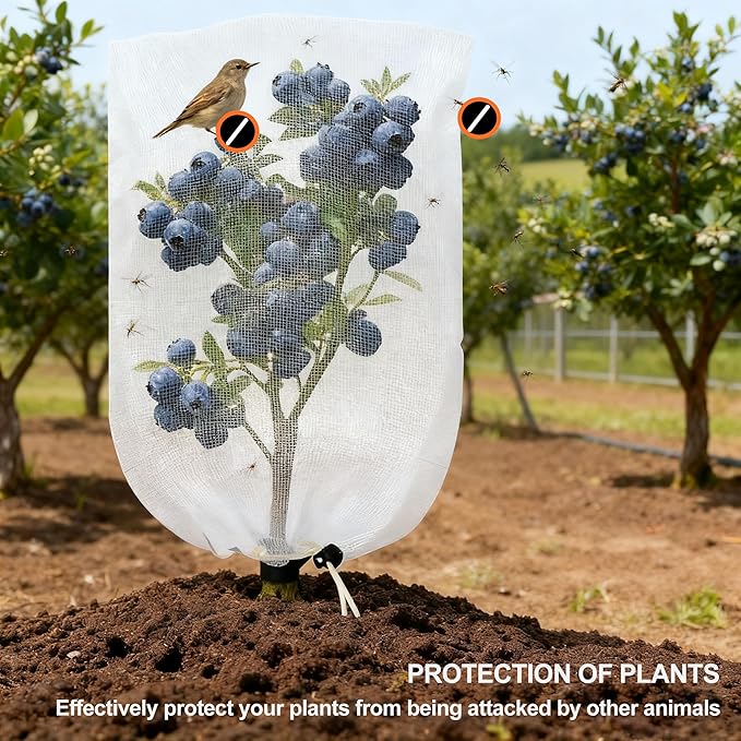 Garden Mesh Netting with Drawstring & Zipper,4PACK Mesh Netting Pest Barrier Protection Bird Mosquito Net Plants Cover for Patio Vegetable Plants Fruit Tree (4FTx5.9FT+2.3FTx3.3FT)