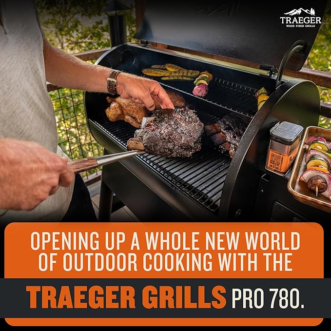 Traeger Grills Pro 780 Wood Pellet Smoker Grill, 6-in-1 BBQ Pellet Grill Combo, WiFi and App-Connected Electric Smoker, 780 Square Inches of Grilling Area, Temperature Control, Black Finish