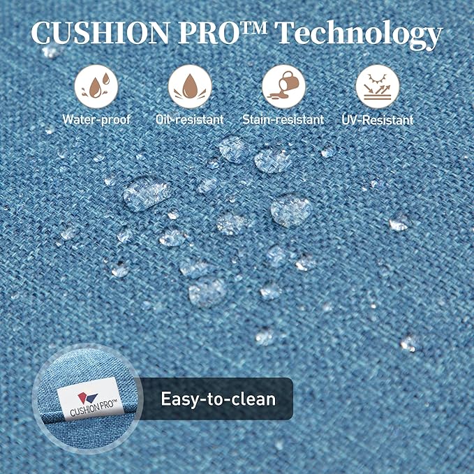 7 Piece Metal Outdoor Patio Furniture Sets, Patio Conversation Sets 1 3-seater Sofa, 2 Fixed Chair, 2 Rocking Chair, 2 Ottomans with 5.75" Thick Cushion, Black Backyard Furniture, Navy