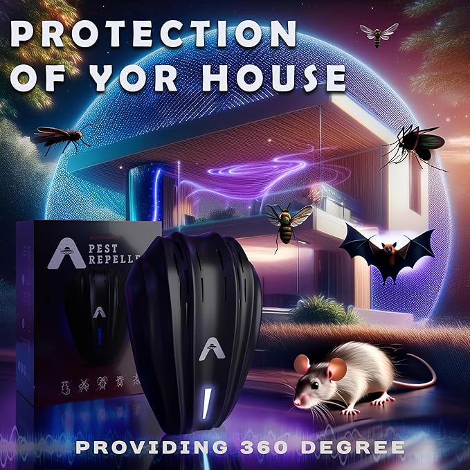 2025 Ultrasonic Pest Repeller Plug-in Device – Indoor/Outdoor Rodent Repellent Control – Solution with Fly Mosquito Squirrel Mice Bat Bug Cockroach Rat Ants Spider