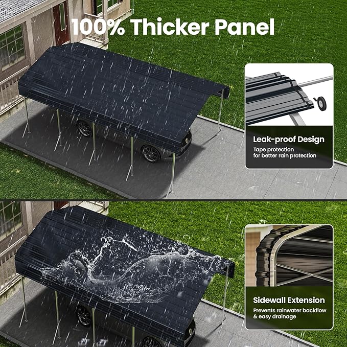 12x20Ft Carport, Heavy Duty Metal Car Port, All-Weather Protection, Easy Assembly for Cars, Trucks, Boats, Tractors, and Outdoor Storage