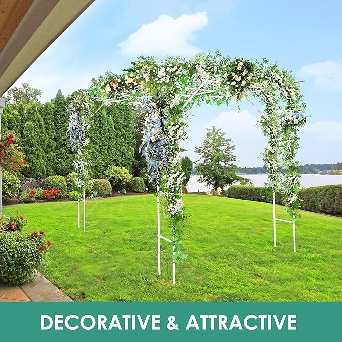 SHANTRA 118'' L x 79'' W x 90.5'' H Grape Vine Support Arch Arbor, Garden Arch Trellis, Plant Climbing Pergola, Arbour Gazebo for Backyard Decoration, White Rack for Vineyard