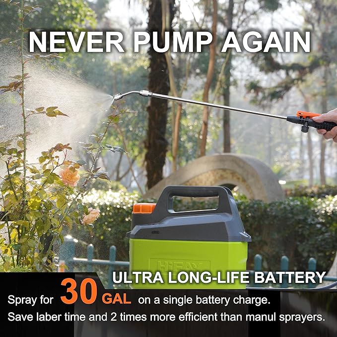 ES4 Electric Sprayer 1 Gallon Built-in 4000mAh Rechargeable Battery, Copper-Nickel Spray Nozzle Makes The Spray More Delicate, The Telescopic Spray Rod Can Reach Further