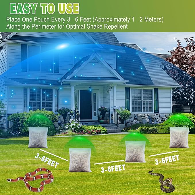 16 Pack Snake Repellent for Outdoor & Indoor Use, Natural Snake Deterrent for Yard Powerful, Pet and Child Safe, Long-Lasting Snake Away Pouches for Lawn, Garden, Garage, Basement,Snake Repellent