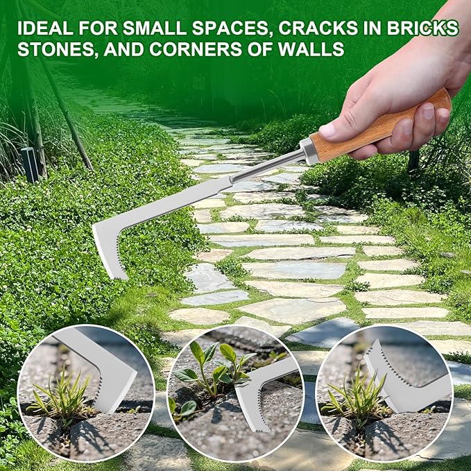 4 Pack Weed Puller Tool, Stainless Steel Hand Weeder Tool, Crevice Weeding Digger Tool, Gardening Tools for Cracks, Driveways, Lawn Edger, Moss Removal