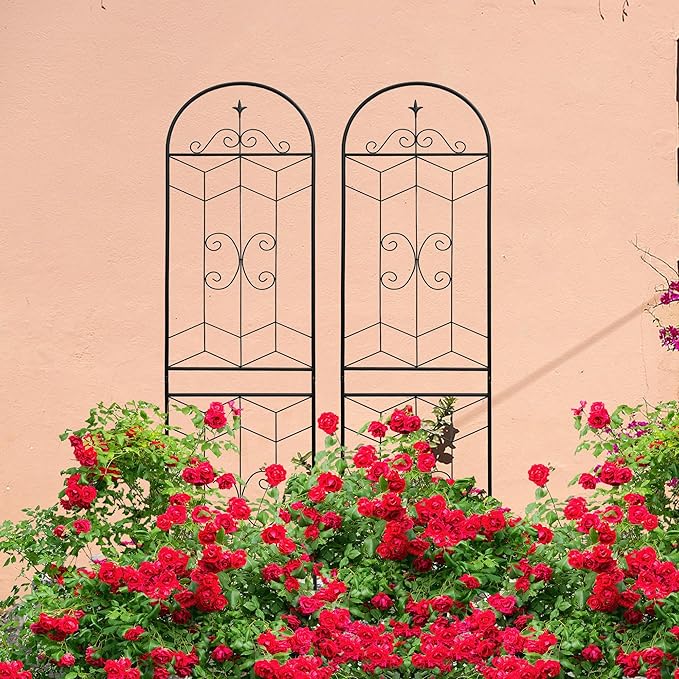 4 Pack 87x20in Garden Trellises with Black Metal Coating, Trellis for Climbing Plants Outdoor, Roses, Vines, Flowers, and Vegetables.
