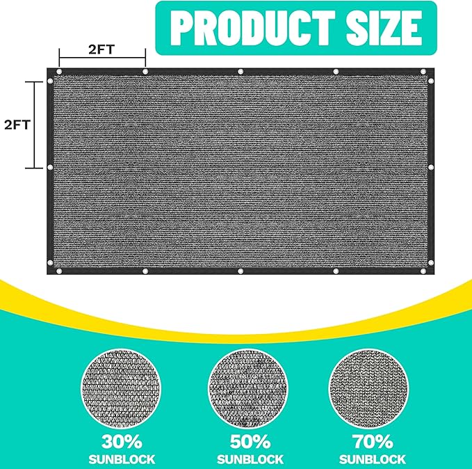 Royal Shade 30% Black Shade Cloth Custom Size 2FT x 36FT Mesh Tarp with Grommets for Garden Patio, Plant Shading, Greenhouse, Pergola, Chicken Coop, Dog Kennel, Lawn (We Make Custom Size)