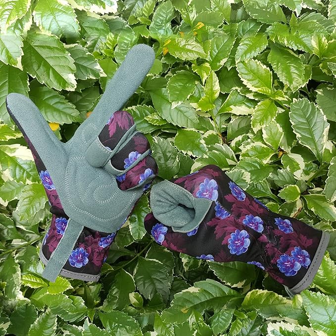 SKYDEER Premium Genuine Deerskin Suede Women's Gardening Gloves, Ultra-Soft Padded, Comfort Fit for Work (SD6613/M)