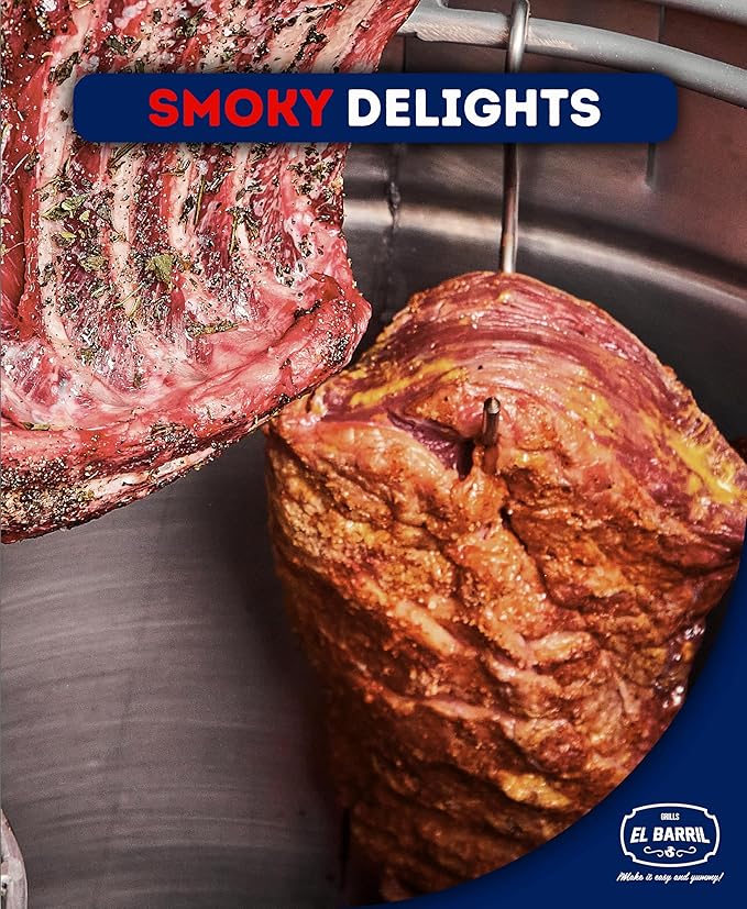 EL BARRIL 30lbs Smoker Grill Combo, Stainless Steel Vertical Barrel Charcoal Smoker. Outdoor Grill with Grilling Accessories