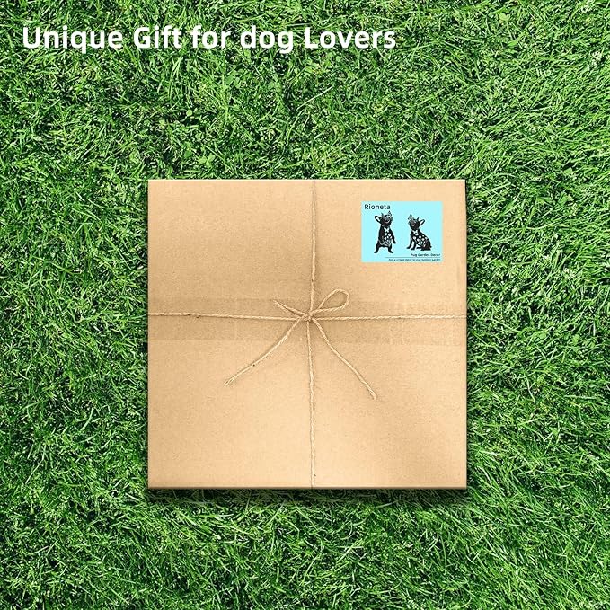 Metal Pug Garden Decor for Outside (2 Pack), 14" Yard Art Stakes,Unique Gift for Kitty Lovers, Outdoor Lawn Statues and Weather Resistant Yard Art