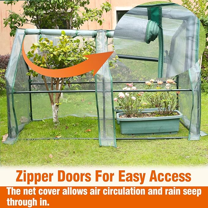 Gardzen Mini Greenhouse with Mesh Cover, Portable Outdoor Greenhouse, Enhanced Ventilation, Ideal for Spring, Summer & Fall 71.7"(L) x36.2(W) x42.5(H)