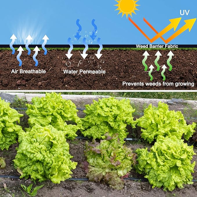 4ft x 50ft Garden Weed Barrier Landscape Fabric, Durable & Heavy Duty Ground Cover Weed Blocker Fabric Gardening Mat, Superior Weed Control for Vegetable Garden, Flower Bed, Mulch