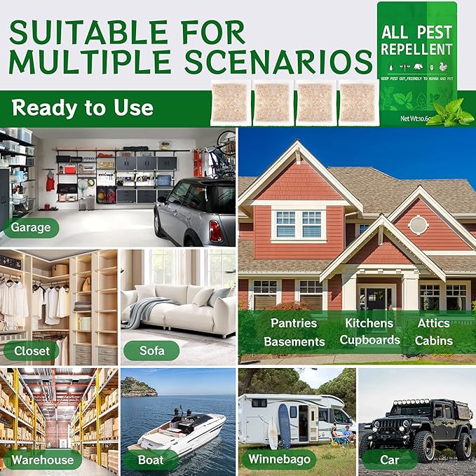 Rodent Mice Repellent, Peppermint Oil Mouse Repellent Balls for Rats Deterrent, Keep Rat Mice Mouse Rodent Out of Indoor House Outdoor Car Engines RV Garage, Humans Pets Safe