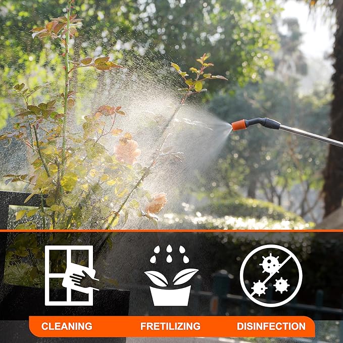 ES4-PRO Electric Sprayer 1 Gallon Built-in 4000mAh,Rechargeable Battery Powered Sprayer with Telescopic Wand,Plant Mister,Kitchen Cleaning,Indoor Watering Can for Plants (White)