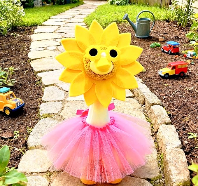3 Pcs Pink Tulle Skirt Porch Goose Outfits,Cute Goose Outfit, Sunflower Headpiece Glasses TulleSkirt for 17" Lawn Goose Garden Yard Patio Garden Goose Statue and Christmas & Halloween
