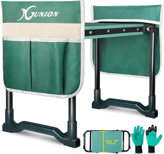 Garden Kneeler and Seat Gardening Stool Heavy Duty Garden Kneeling Bench with Handles Seat Bench Comes with Tool Pouch & Gloves Gardening Gifts for Seniors Women & Men (Green)