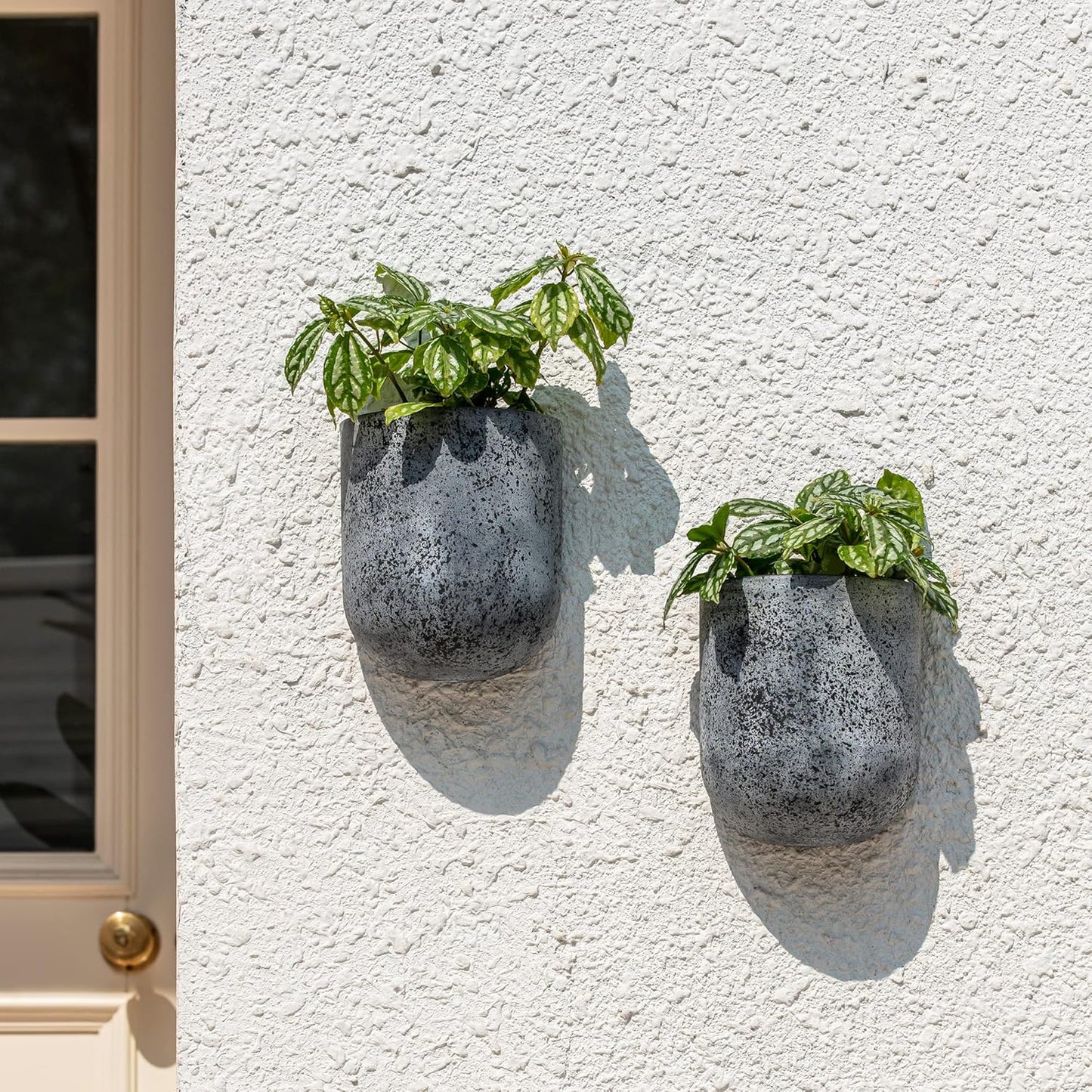LA JOLIE MUSE Wall Hanging Planters for Indoor Plants，Hanging Flower Pots for Air Plants Succulent, Set of 2, 5.7L*4.1W*7H, Rock Gray