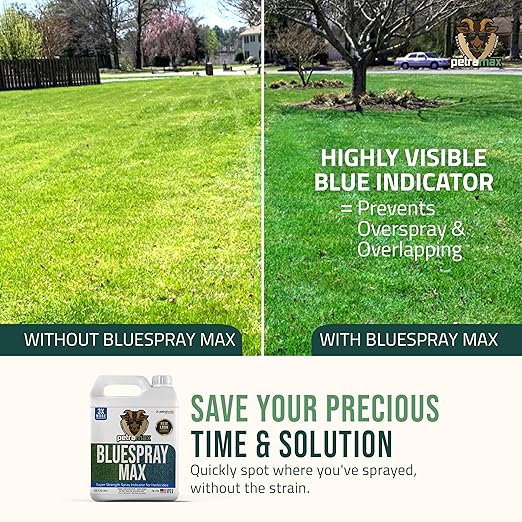 PetraMax Blue Herbicide Lawn Dye - 1 GAL - Super Strength Concentrate 3X More Than Others for Herbicides, Fertilizer & Weed Killer Marker - Blue Mark Spray Indicator for Home and Commercial Use