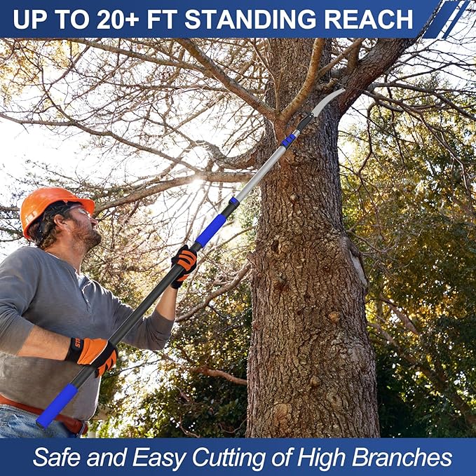 26FT Pole Saw, Telescoping Tree Trimmer with 5-20FT Extension Pole, Manual Branches Pruner for Backyard, Blue