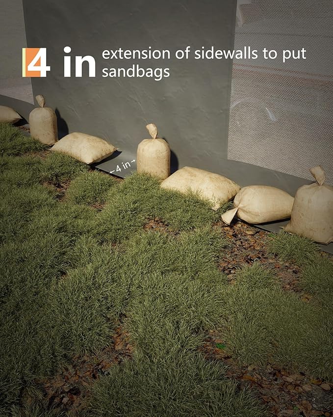 13x25 Ft Carport with 10 Sandbags, Car Port with 220g PE Tarp, 2 Roll-Up Doors, and 4 Windows, for Full-Size Pickups, Bass Boats, Tractors, and SUVs, Gray